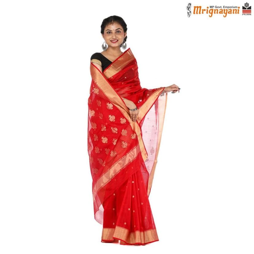 HANDLOOM CHANDERI SILK SAREE WITH BLOUSE (SKU - 1SC101120622, SAREE - 1027) view 2