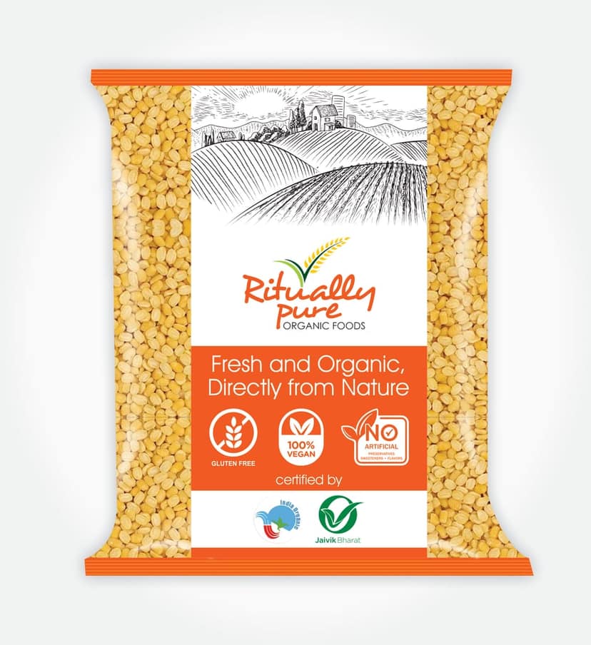 Ritually Pure 100% Organic | Dry & Unpolished Pulses |Moong Mogar Dal | Moong Dhuli Dal | 500 Gm Pack