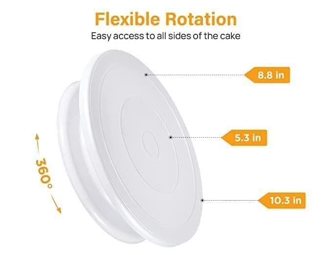 Store4Hope 11 Inch Rotating Cake Turntable, Turns Smoothly Revolving Cake Stand White Cake Decorating Kit Display Stand Baking Tools Accessories Supplies for Decoration view 2