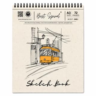 A3 Sketch Book - 72 Pages - 140 GSM Paper - 29.7 cm x 42 cm - Pack Of 1