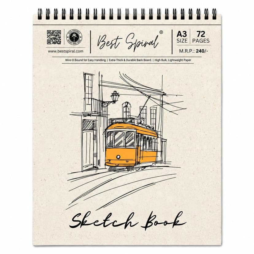 A3 Sketch Book - 72 Pages - 140 GSM Paper - 29.7 cm x 42 cm - Pack Of 1