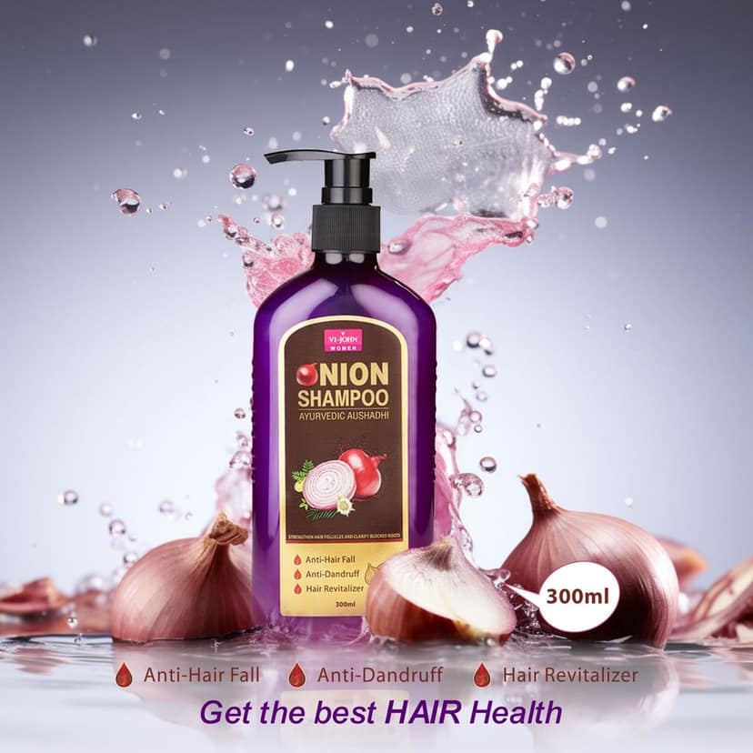 VI-JOHN Onion Shampoo 300ml With Onion Hair Oil 100ml (Combo Pack) view 2