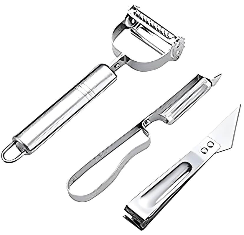 3-in-1 Stainless Steel Vegetable Peeler Set | Straight Peeler, Julienne Peeler & Citrus Peeler | Multipurpose Kitchen Peeling Tool (Original) view 2