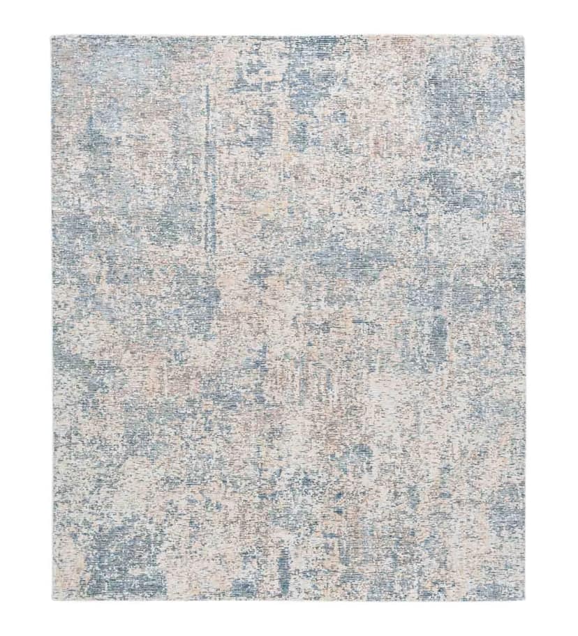 Neu Looms Handmade Viscose Wool Anti-Skid Rug for Bedroom, Living Room, Nursery, Dorm, Playroom & Reading Area (Size 6x9 Feet, Blue-Beige)