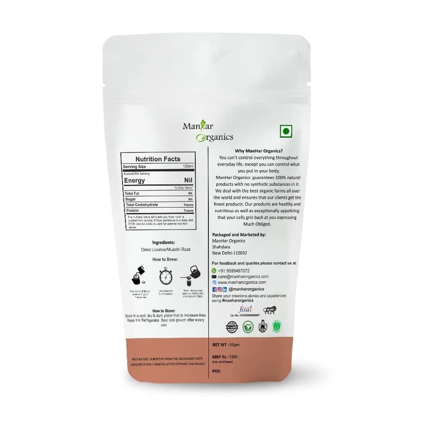 ManHar Organics Licorice Sticks 100gm- Mulethi stick | Licorice Root Sticks | Mulethi Glycyrrhiza Glabra view 2