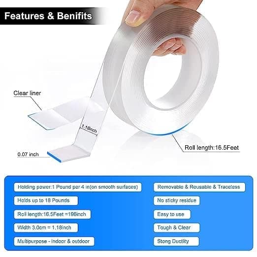 viva smart Double Side Heavy Duty Tape for hanging applications (Photo frames, Key Holders, Car Interiors, Extension Boards, Wall decoration(Pack of 2) view 2