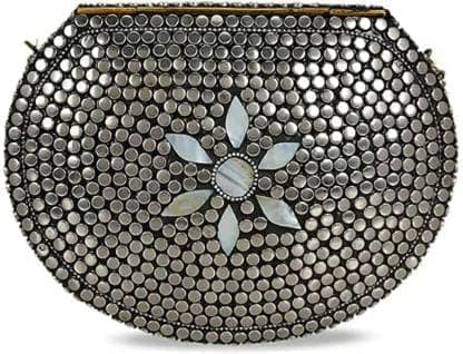 Shakuntala Vintage Sling Bag Bridal Women's Antique Handmade Brass Purse Metal Parties Clutch Bag Golden and Silver( Pack Of 2) view 2