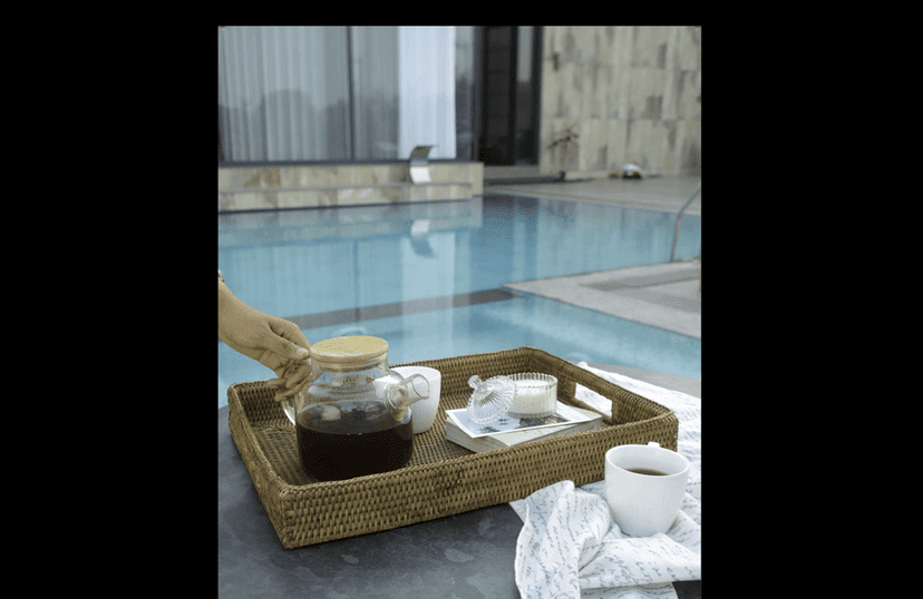 Rattan Drinks Tray set of 2 view 2