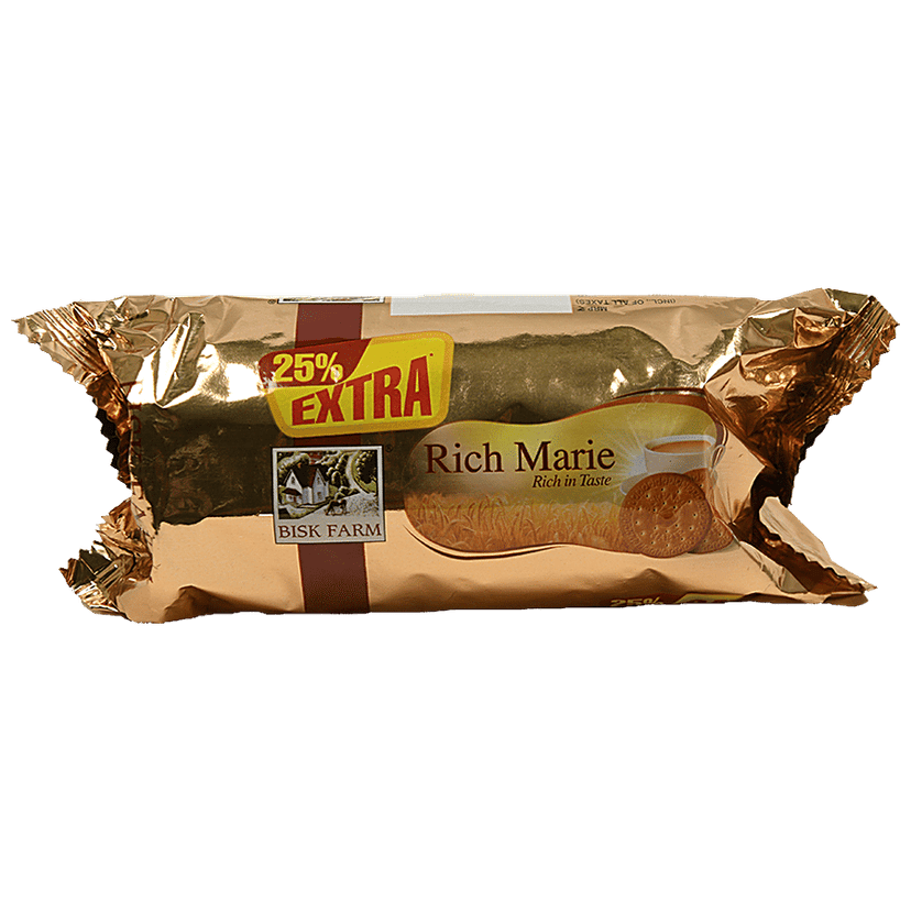 Bisk Farm Biscuits - Rich Marie, Light & Crunchy, Teatime Snack, 80 g Pouch