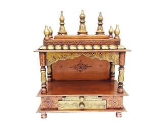 Wood To Cart Beautiful MDF Wooden Temple/Pooja Mandir for Home and Office/Wall Mounted Temple/Puja Stand (Copper - 15x8x18 inches)