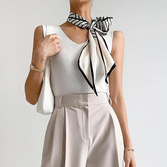 Silk Neck Scarf for Women, Stylish Satin Scarves for Suit, Blazers, Shirts, Ideal Neckerchief for Casual and Formal Wear view 2