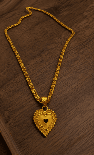 Intricate Gold Heart Pendant Necklace for Women