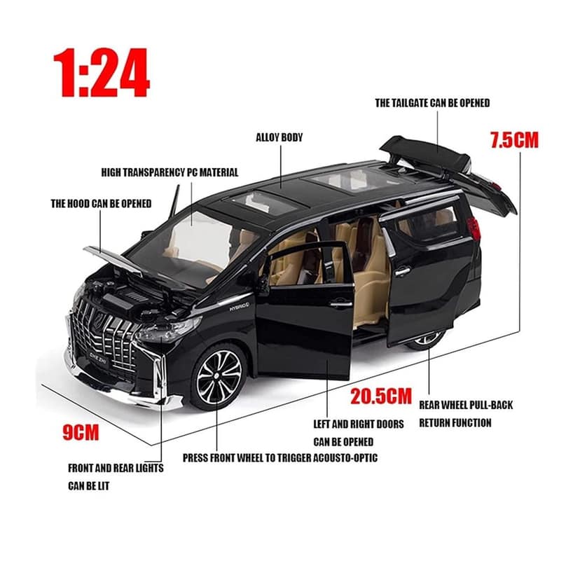KTRS ENTERPRISE 1:24 Big Alphard Diecast Metal Pullback Toy car with Openable Doors Light, Music Boys Gifts Toys for Kids (Alphard)(Colors as Per Stock) view 2