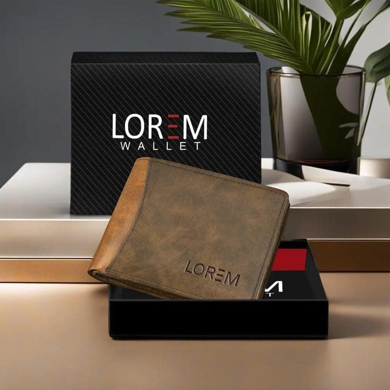 LOREM Brown-Tan Double Color Bi-Fold Faux Leather 7 ATM Card Slots Wallet for Men WL26-UF view 2