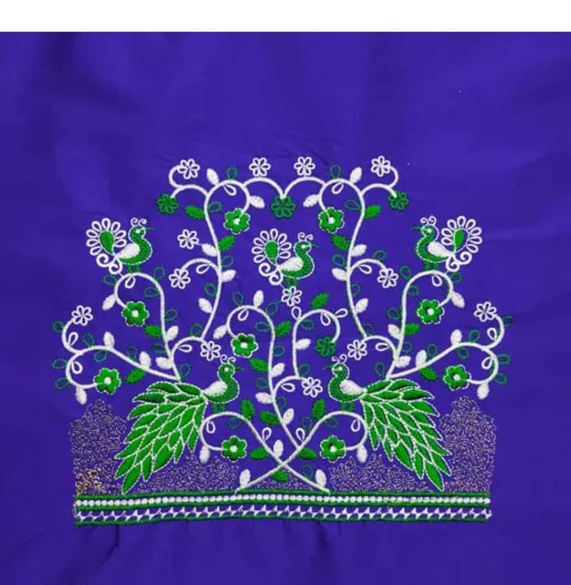 Peacock and Floral Embroidery Blouse Design view 2