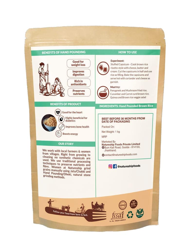 Natureship - Hand Pounded, Unpolished Premium Brown Rice 1kg view 2