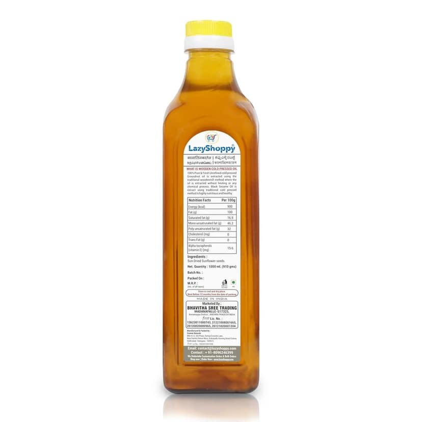Lazy Shoppy® Wood Pressed Black Sesame Oil – 1 Litre view 2