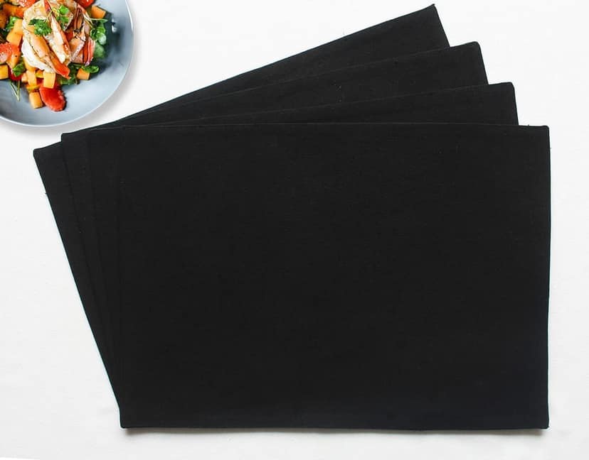 Airwill, Cotton Plain Pattern Dining Table Placemats, 33x48cms (Black) - Pack of 4 pcs view 2