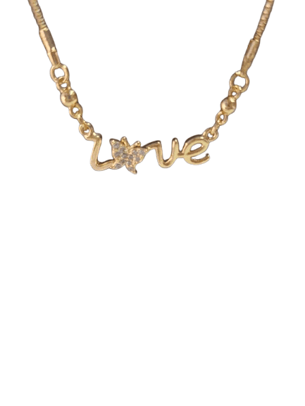 Gold Plated Cubic Zirconia "Love" Pendant Necklace view 2