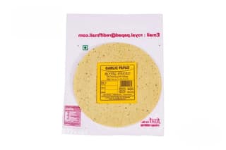 Royal Papad Garlic Papad 400g, 100% Veg| Urad Dal Papad Pure Veg | Garlic Flavour | Ready to Fry Crispy Snack | Traditional Indian Premium Papad for Meals & Tea Time - 400 gm