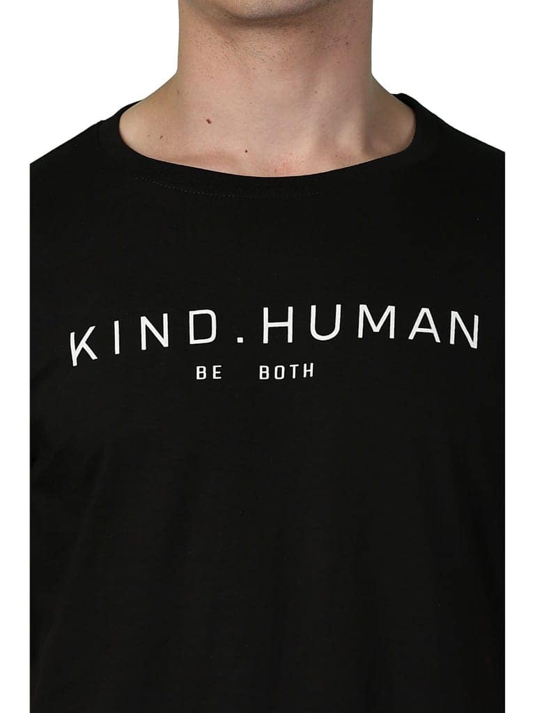 Cotton Black Kind Human T-Shirt view 2