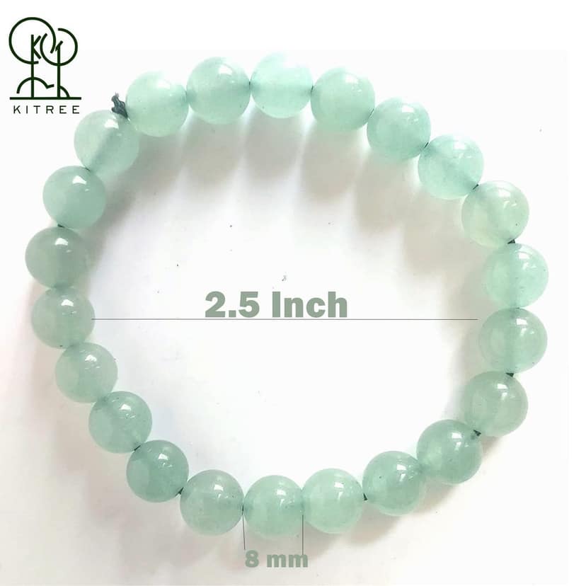 KITREE NATURAL GREEN AVENTURINE CRYSTAL BRACELET 8MM ROUND FOR UNISEX (COLOR LIGHT GREEN) view 2
