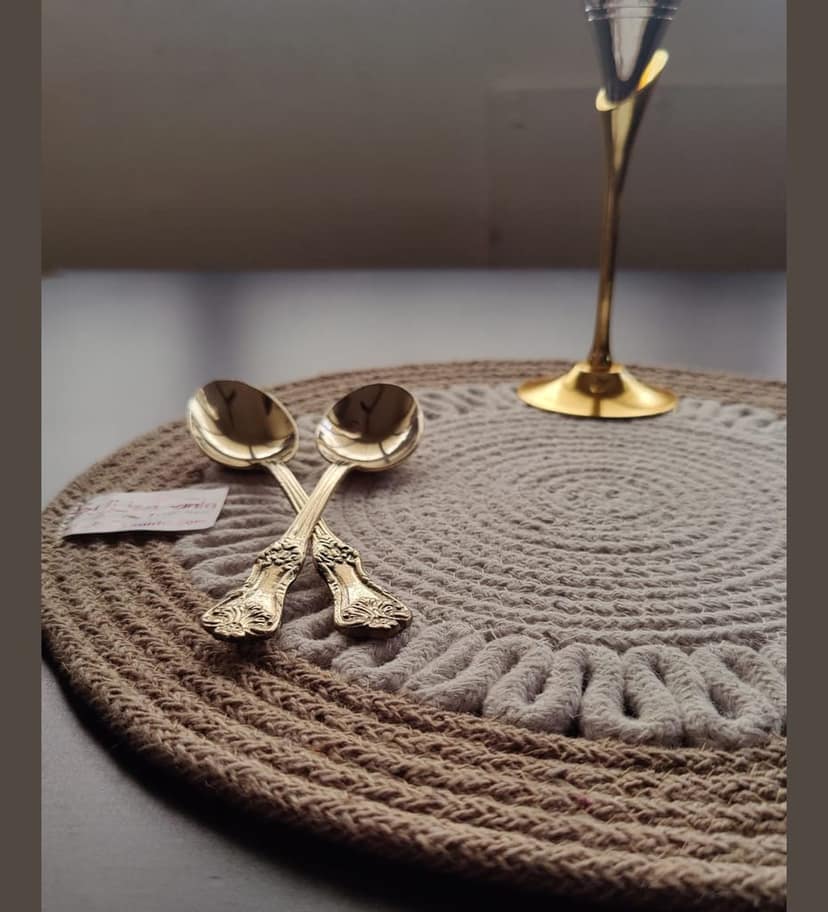 Round table mats cotton placemats (pack of 3) | Dining table mats 14", Heat Resistant, Reversible Use (Payal) by Bulky Santa view 2