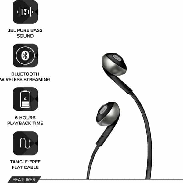 JBL T205BT Wireless Bluetooth in Ear Neckband Headphones with Mic view 2