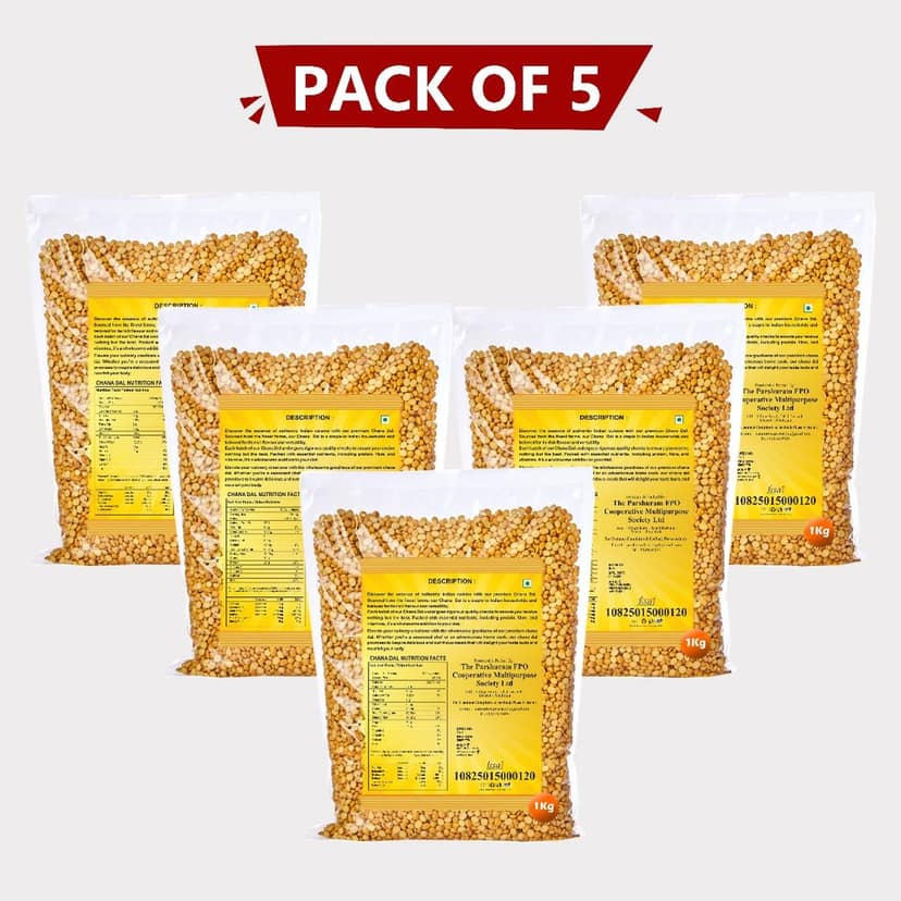 Chana Dal (1 kg), Pack of 5 view 2