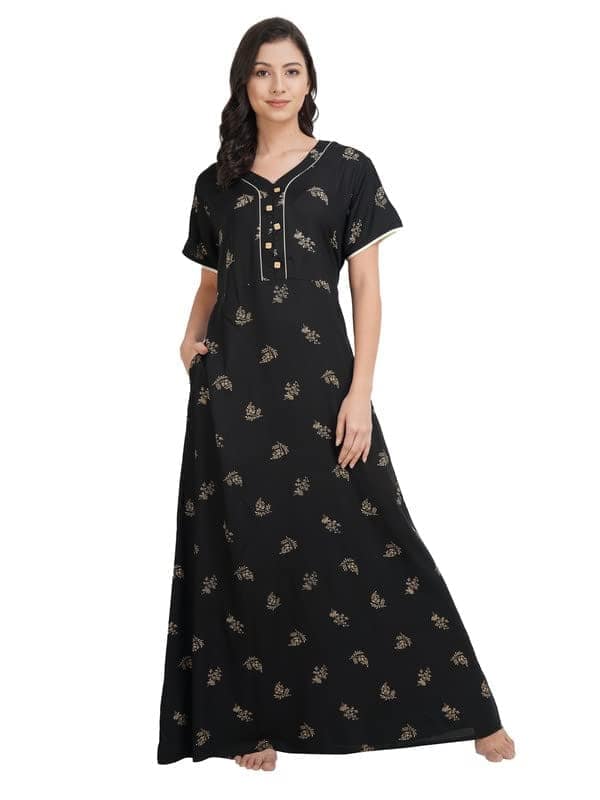 KOI SLEEPWEAR Rayon Nightgown with Flower-Print