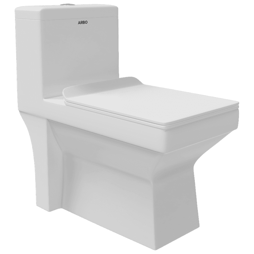 OPC-10113PP Neo Washdown S Trap (9" Inch) One Piece Closet With Soft Close Seat Cover With Hinges, Fixing Accessories Set and Accessories Set, Cistern Fittings