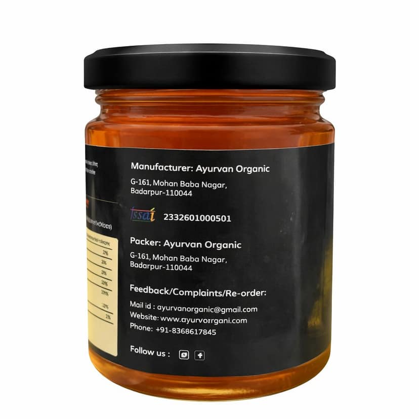 Ayurvan Organic Raw Tulsi Honey 100% Natural Unprocessed Honey No Added Sugar No Antibiotics Rich in Antioxidants Immunity Booster Pure Honey from Tulsi Flowers view 2