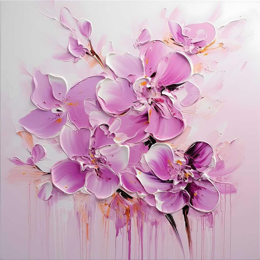 PINK ORCHID BLOSSOM WALLART 24in X 24in WITH BLACK FRAME view 2