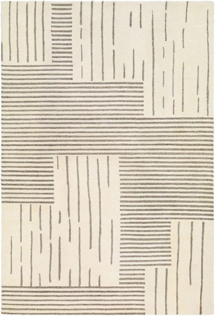 Hand-Tufted Brook Beige Striped Wool Rug view 2