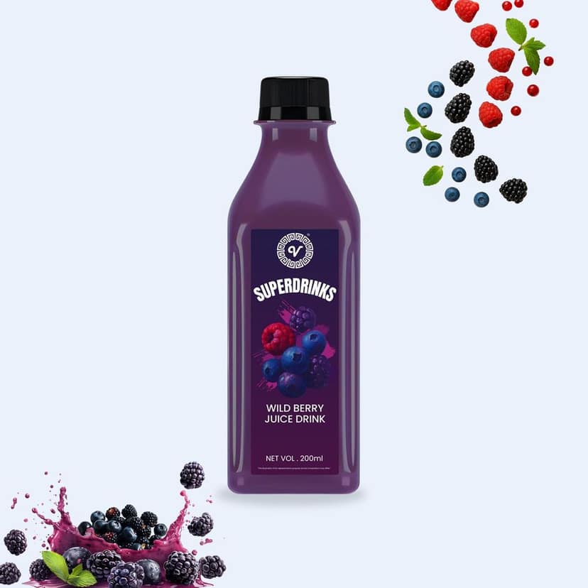 SUPERDRINKS Wild Berry Juice Drink | 200ml Single Serve | Antioxidant Rich | Sweet & Tart Mix Berry Flavour ( Pack of 6 ) view 2