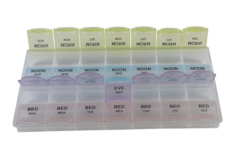 Ezyfit Weekly 7 Days Pill Organizer Case 28 Compartments, 4 Times/Day Slot, Weekly Doses Container Boxes, Medicine Holder view 2