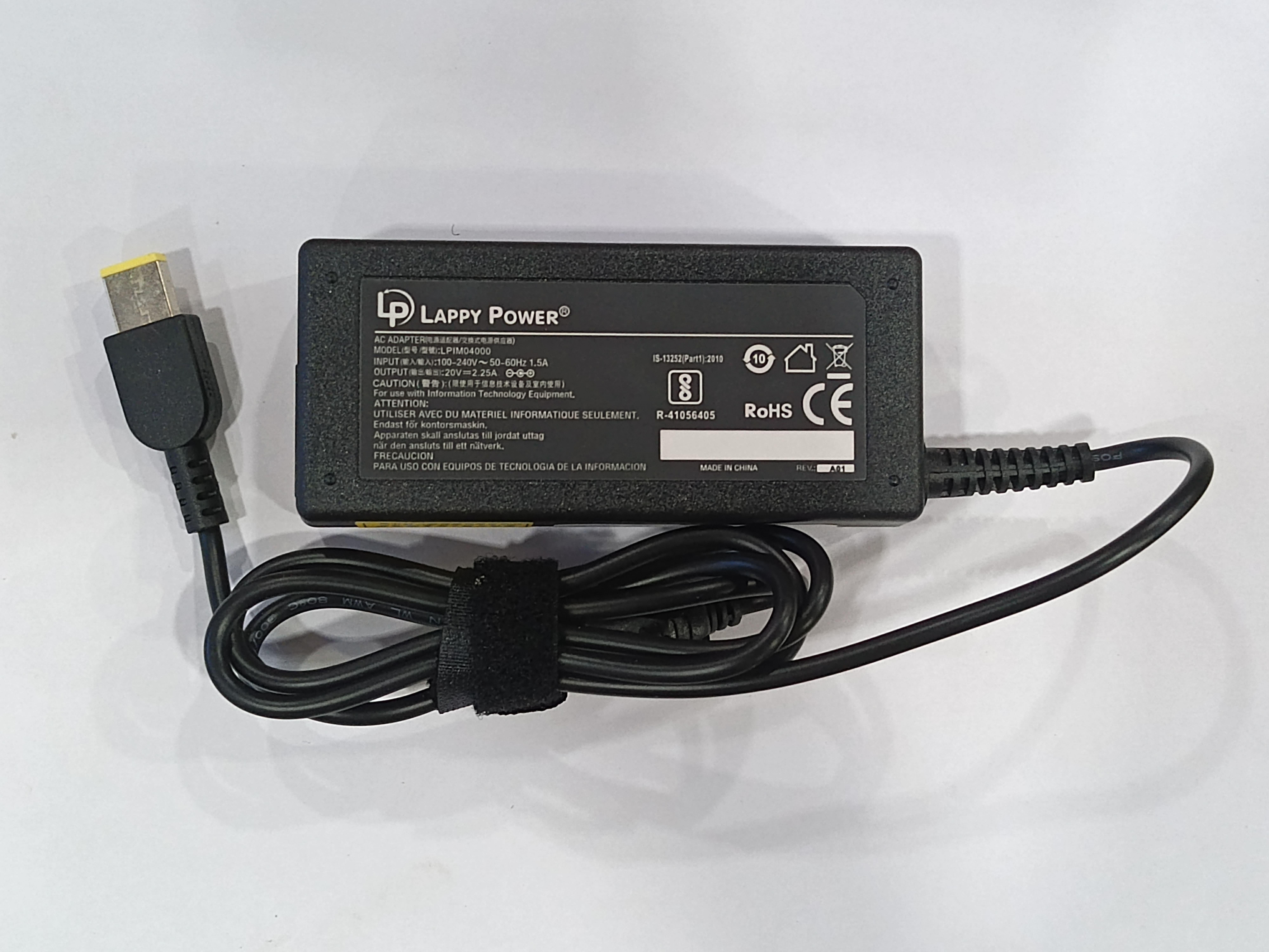 Laptop Adapter compatible for LENOVO (45W 2.25A 20V) Slim Tip Yellow USB Pin