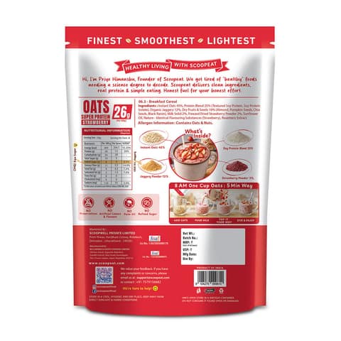 Scoopeat 26g Super High Protein Strawberry Oats 400gm view 2