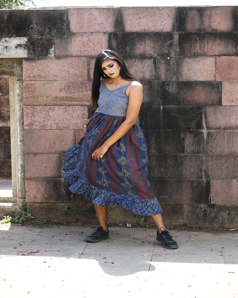 Boho Printed Long Slip Muslin Dress