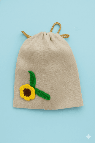 Laxmi Creations Handcrafted Jute Potli | 8"×7" | Lightweight Gift Potli Bag | Jute & Woolen Pouch 20 pc