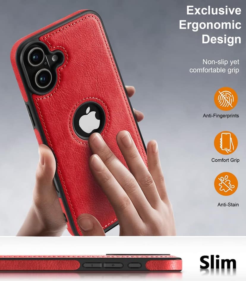LIRAMARK PU Leather Flexible Back Cover Case Designed for iPhone 16 Plus view 2