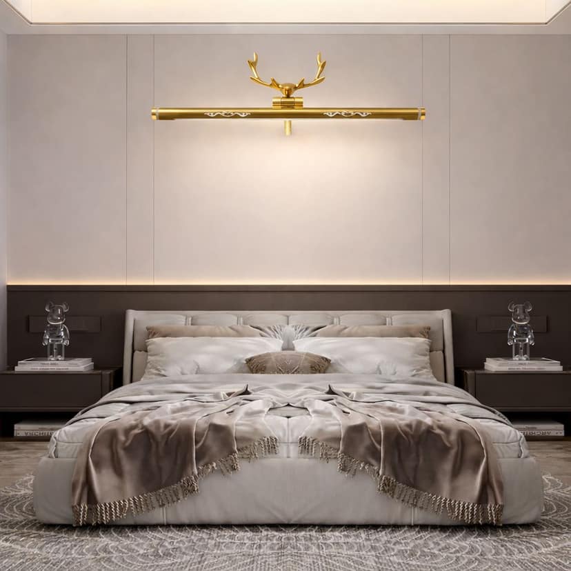 SPARKWORLD LED Picture Light with Deer Head Design | Gold Finish | 3 Color Modes Wall Lamp for Painting, Mirror & Wall Decor | Colour: LX477WLB|12W|GD view 2