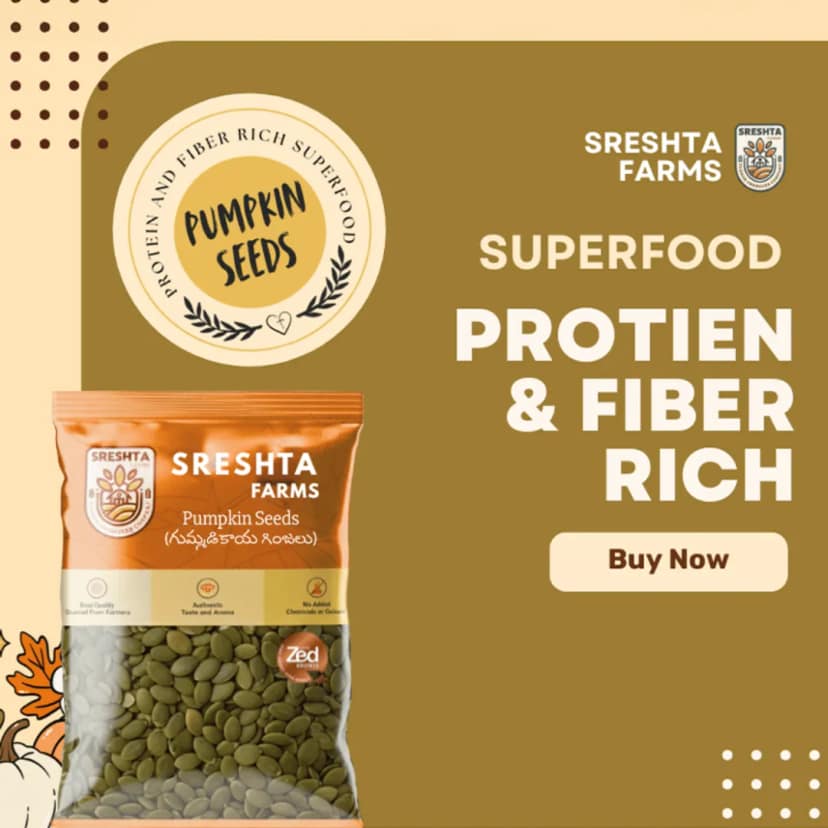 Sreshta Farms Raw Pumpkin Seeds High Protein Daily Snack