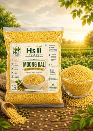 Hs II Pulses Premium Quality Moong Dal - 1 kg +1 kg