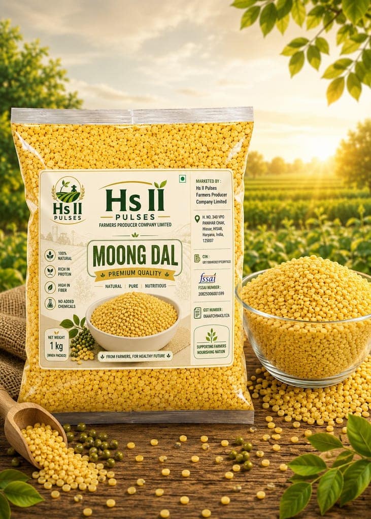 Hs II Pulses Premium Quality Moong Dal - 1 kg +1 kg