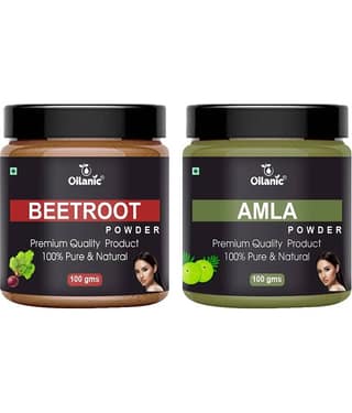 Oilanic 100% Pure Beetroot Powder & Amla Powder For Skincare Hair Mask 200 g Pack of 2