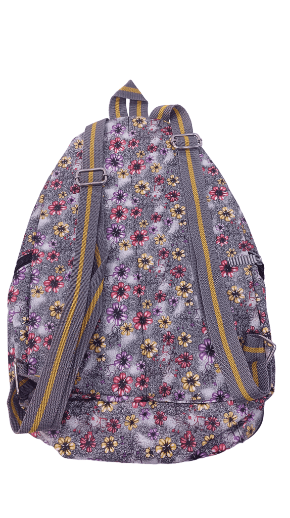 Women's Floral Patterned Canvas Backpack with Multiple Zippered Compartments view 2