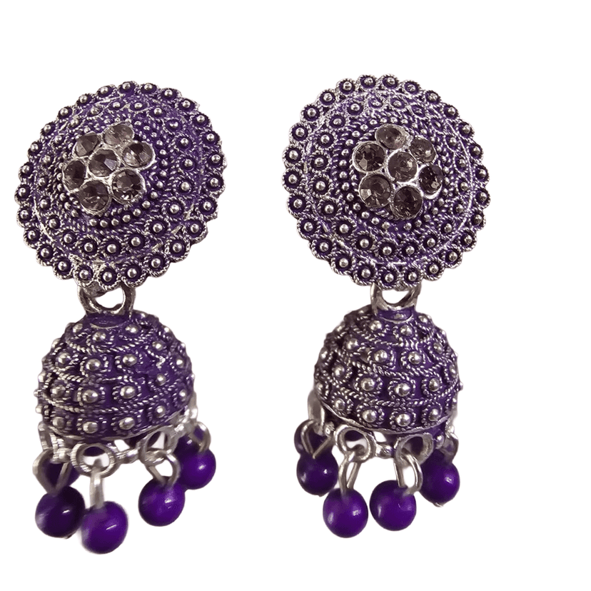 Multicolored Oxidized Jhumka Earrings combo view 2