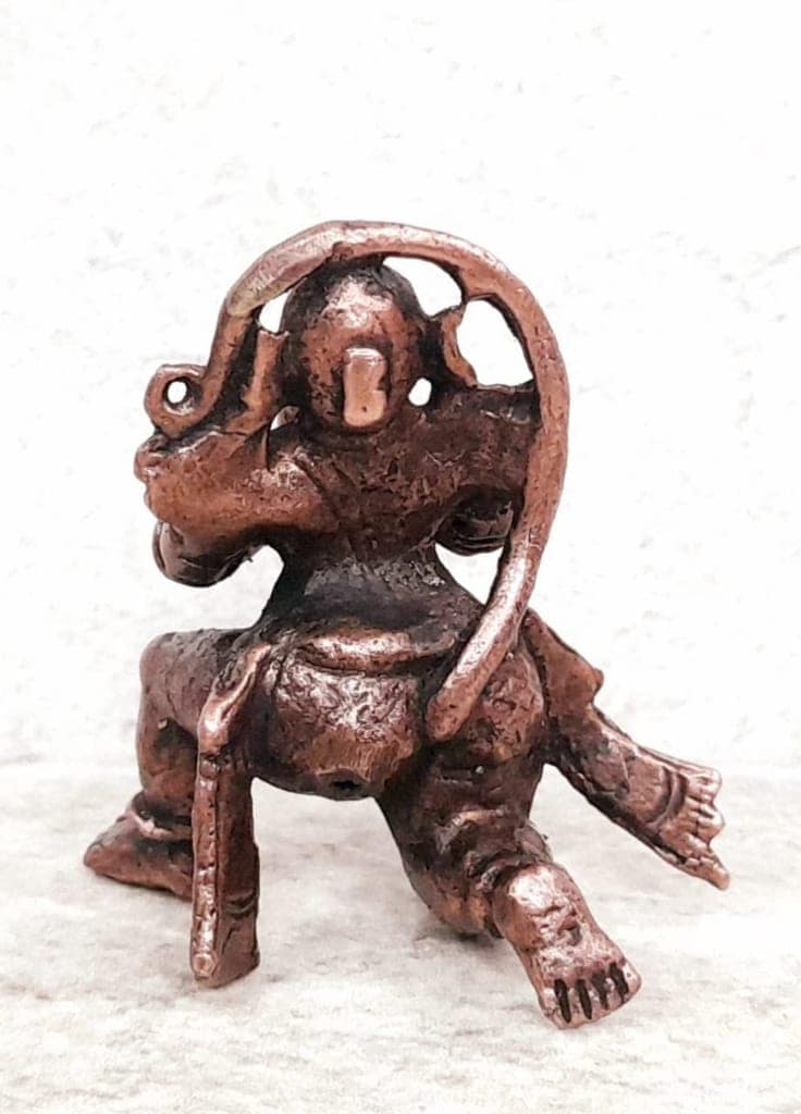 Searchers Paradise - Copper Idols Jai Veera Hanuman ,1.5 inches, Copper Handmade 48 Grams, Patina Antique Finish, Pack of 1 Piece view 2