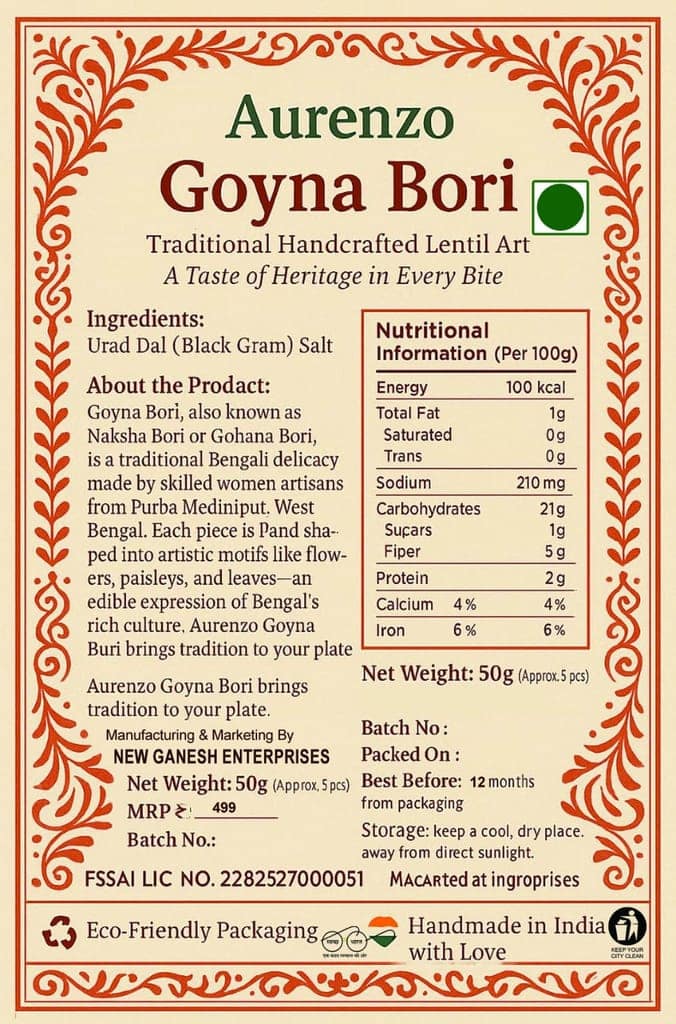 Aurenzo Goyna Bori Traditional Crispy Indian Snack view 2